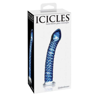 Fallo in Vetro Blu Curvo con Scanali Stimolanti Unisex e Sicuro